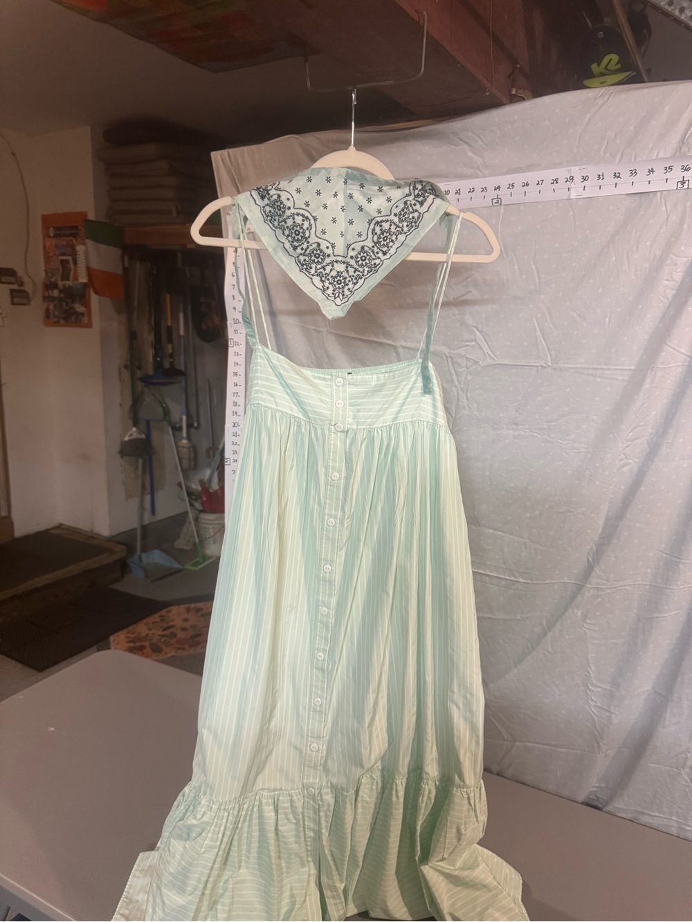Zara Light Mint Green Striped Maxi Dress